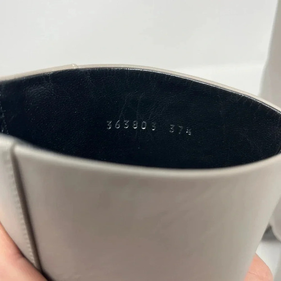 Gucci Leather Twiggy Horse-bit mid calf Boot high heel storm Grey size 37.5 - Picture 9 of 12